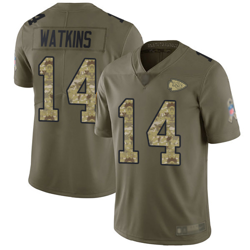 Men Kansas City Chiefs #14 Watkins Sammy Limited Olive Camo 2017 Salute to Service Football Nike NFL Jersey